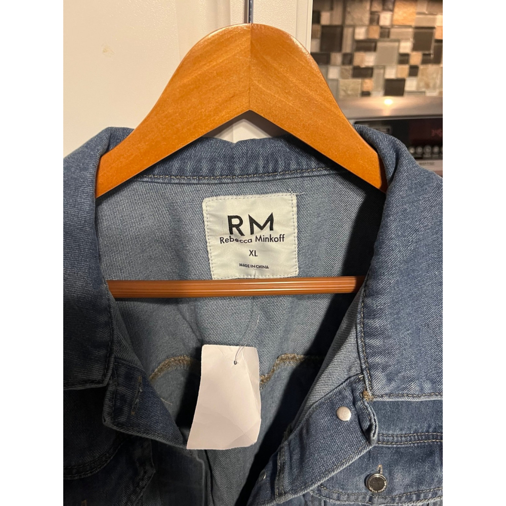 New Rebecca Minkoff Rhinestone Cuffs Jean Jacket - Picture 2 of 5